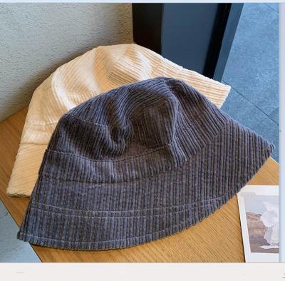 China Comfort Women Designer Custom Embroidered Logo Corduroy 6cm Brim Toques Breathable Classic Fisherman Bucket Hat for sale