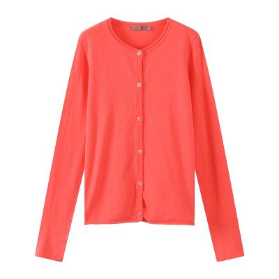 China Wholesale custom cheap high quality red anti-pilling long sleeve round neck cardigan sweater for ladies for sale