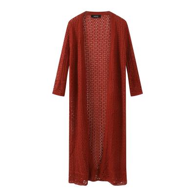 China Slim hollowed-out cardigan sweater women summer anti-pilling summer beach style cardigan red for sale