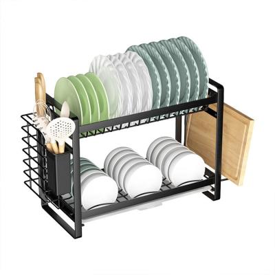 China Durable Dish Rack Rack Basket Iron Plated Drying House Washing Large Kitchen Sink Dish Drainer Drying Rack Organizer Black for sale