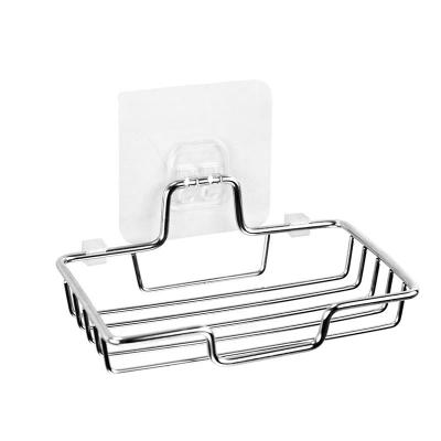 China Wall Mounted Bathroom Accessories Stainless Steel Sponge Dish Rack Modern High Quality Self Adhesive Soap Bomb Rack for sale