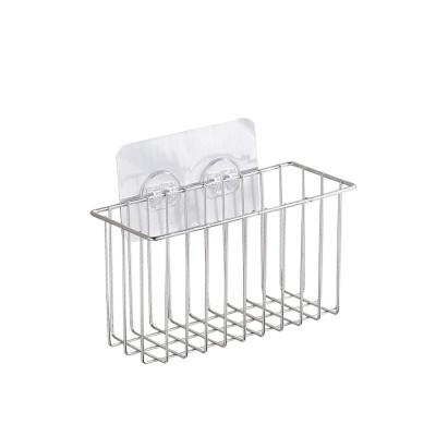 China Minimalist Kitchen Cart Self-Adhesive Shower Basket Shelf No Drilling Organizer Fruit Water Filter Sink Strainer Strainer Drain Rack for sale