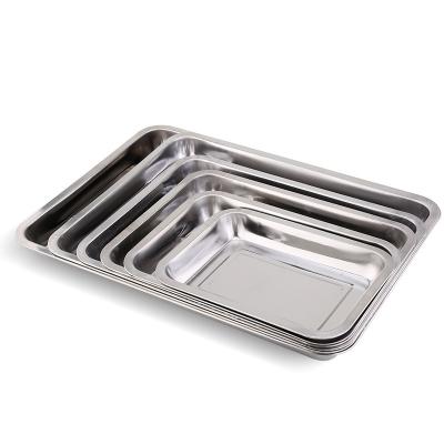 China SUS304 Stainless Steel SUS304 Rectangular Square BBQ Dinner Plate Sustainable Serving Tray For Hotel, Restaurant, Baking Shop for sale