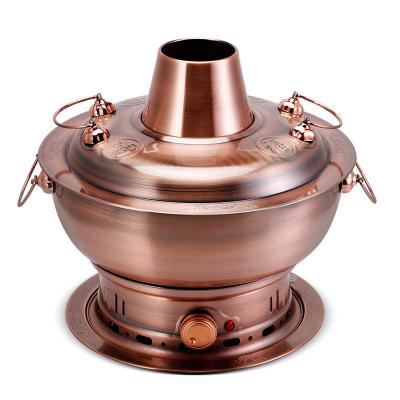 China Viable Stainless Steel Hot Pot Charcoal Hotpot Cooker Picnic Chafing Dish Chinese Shabu Shabu Hot Pot Cooking Copper Thai Cooker for sale