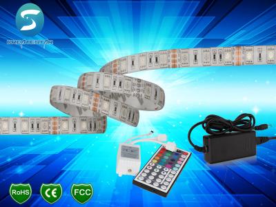 China 5m 5050 RGB led strip 60leds/m  led strip,WhitePCB, with 44 keys IR Remote controller for sale