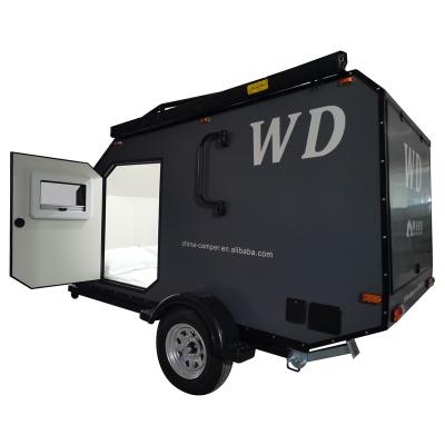 China ORIGINAL WD-02 4x4 Camp Trailer Mini Teardrop Caravan Travel Camper Trailer With Integrated Fly Over Off Road Camping Trailer for sale