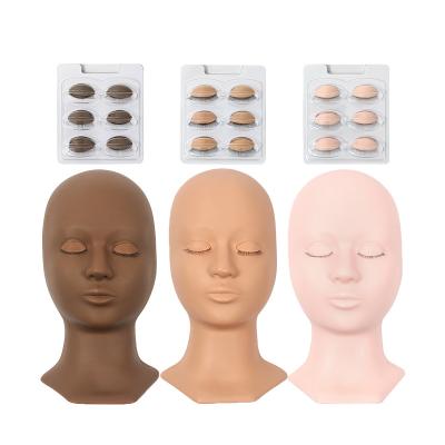 China Rubber Model Head Silicone Practice Lash Training Extension PVC Female Detachable Realistic Eyelash Extension Makeup Skin Mannequin Eyelash for sale