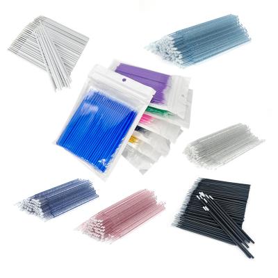 China Lash Dental Micro Microbrush Oral Adhesive Eye Pink Brush Eyelash Extension 50 Pcs Lab Tool Disposable Cotton Wand Glitter Stick Swab Extension for sale