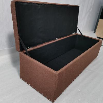 China Sturdy and Reliable Stool Factory Wholesale Wooden Canvas Square Square Stool with Silver Rivet with Storage for sale