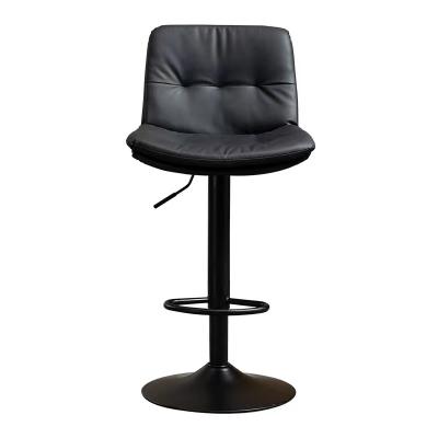 China Modern PU Leather Bar Chair With Black Painted Base Swivel Height Adjustable Bar Stool For Counter Kitchen for sale