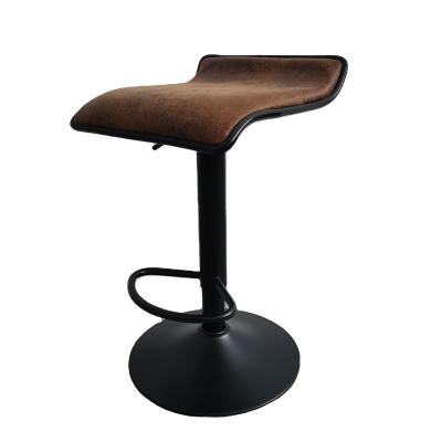 China Modern PU Leather Bar Chair With Black Painted Base For Kitchen Counter Swivel Height Adjustable Bar Stool for sale