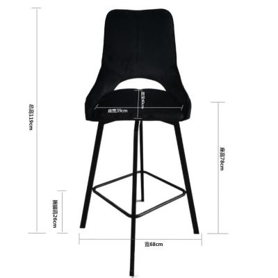 China Modern Bar Chair Velvet And Black High Base Bar Kitchen One Rotating Bar Stool Dining Chair for sale