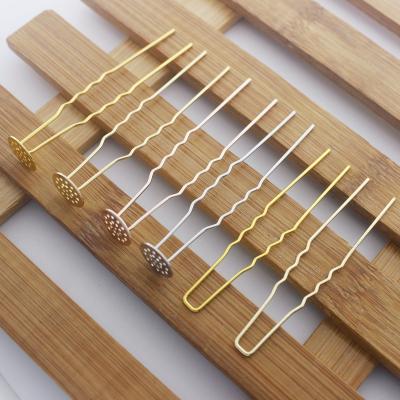 China Designer Customized Jewelry 66mm Diy Handmade Wedding U Shaped Headdress Hair Accessories Paint Pins Hairpin for sale