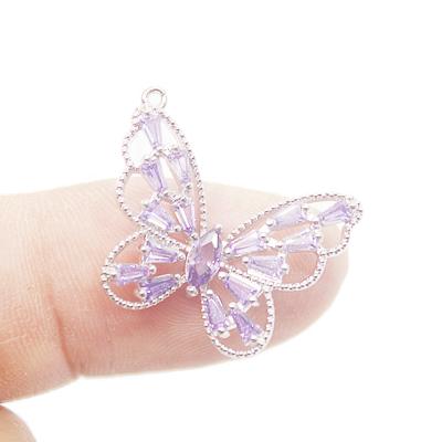 China New Fashion Design Fashion Diy Pendants Jewelry Copper Butterfly Gold Zircon Pendant Accessories for sale