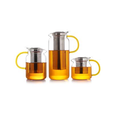 China Viable Hot Selling Superior Wholesale Transparent Glass Teapot With Stainless Strainer for sale