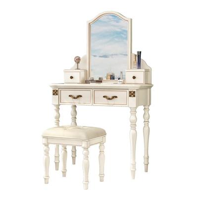 China New Design Foldable White or OEM Color Dresser Makeup Vanity Table Desk and Mirror Set for sale