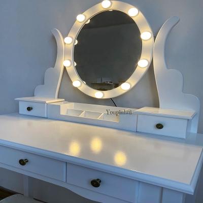 China Newest Design Foldable Corner Furniture Wooden Vanity Dressing Table With LED Lights And Mirror for sale