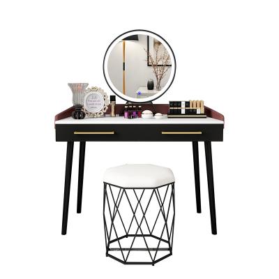 China Black and White Modern Wooden Vanity Desk Model Foldable Wooden Dressing Table Learning Desk for Bedroom Furniture Dressing Table Black for sale