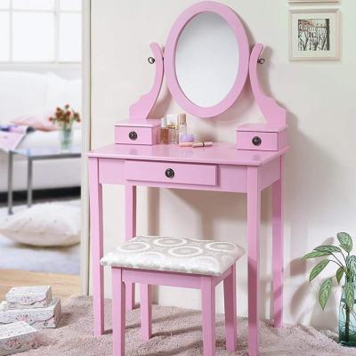 China Dressing Table Factory Directly Foldable Victorian Pink Wooden Dressing Table Make Up Luxury Wood Table Schminktisch for sale