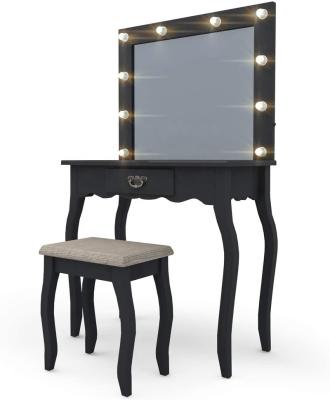 China Furniture Foldable Makeup Vanity With Lights Makeup Vanities For Bedrooms With Lights Girls Dressing Tables With Mirror for sale