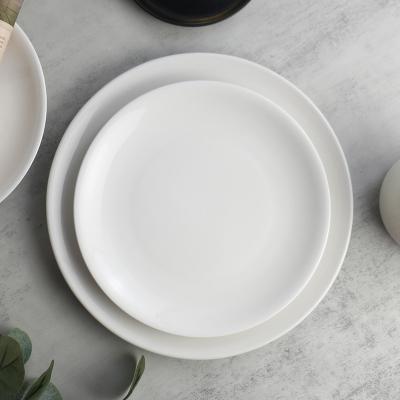 China Sustainable Ceramic Dinnerware White Porcelain Dinner Plates Round Charger Dishes Wedding For Restaurants And Hotel for sale