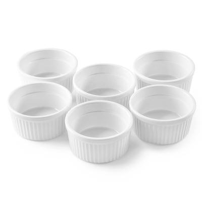 China Viable Wholesale Porcelain White Ceramic Classic Cake Bowl Ice Cream Baking Mold For Home Restaurant for sale