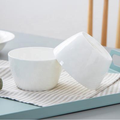 China Wholesale Custom Viable Porcelain White Bowl Ceramic Rice Bowl Around Serving Bowl For Amazon for sale