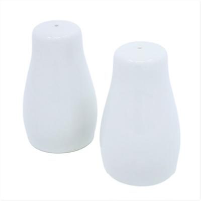 China Sustainable Wholesale Porcelain Salt And Pepper Shakers Set White Glazed Ceramic Pepper Shaker For Kitchen Table for sale