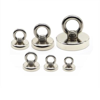 China Nickel Coated Neodymium Eyebolt Magnet Round Double Sided Neodymium Magnet for sale