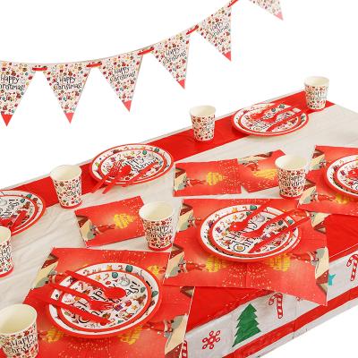 China New Eco-friendly Christmas Snowflake Paper Cup Dinner Plate Pennant Paper Napkin Birthday Holiday Party Atmosphere Decoration Supplies for sale