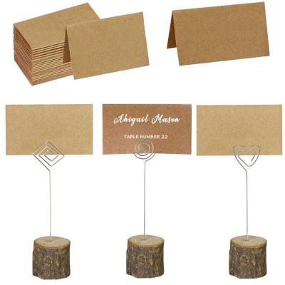 China Premium Rustic China Wood Place Card Holders, 10Pcs Table Number Holders and Kraft Table Place Cards, Wooden Photo Holders Ideal for sale