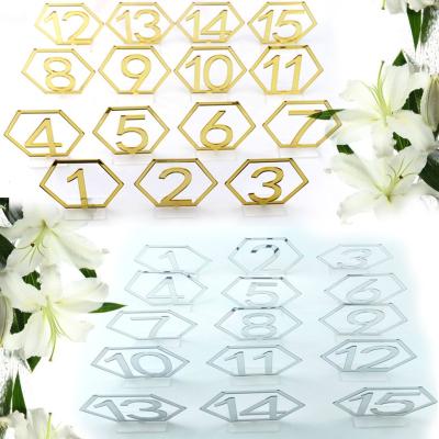 China China 1-15 Table Numbers, 15 Pieces Wedding Acrylic Standing Table Numbers With Stand For Wedding Party Restaurant Catering Events for sale