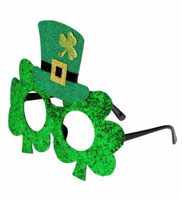 China Irish Headwear Decorations St Patricks Day Party Decoration Gift Funny Clover Green Hat Glasses for sale