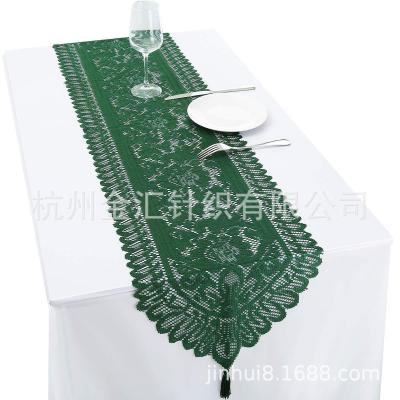 China Irish Table Runner St. Patrick's Day Green Lace Table Runner Festival Decoration for sale