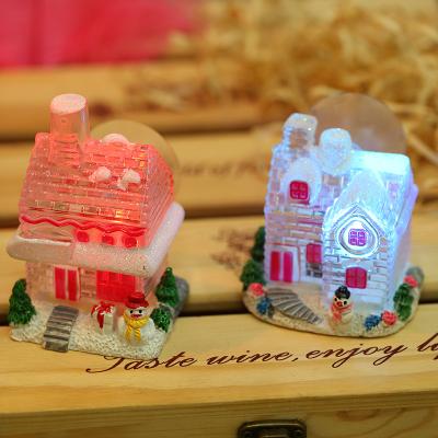 China Christmas Decoration Supplies Christmas Decoration Supplies Led Glowing Christmas Night Light House Sucker Resin Hanging Ornament Gifts For Kids for sale