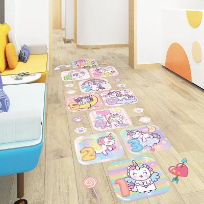 China Cute Cartoon Unicorn Wall Stickers Self Adhesive Living Room Floor Wallpaper Removable Reusable And Easy To Use PVC Decorative Decals Kid's Room for sale