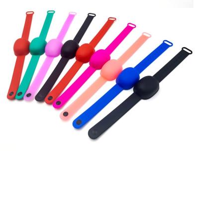 China Cheap Eco-Friendly Sublimation Waterproof Neon Wristband Silicone Sanitizer Hand Squeeze Bottle Band Dispenser Sanitizer Wristband for sale