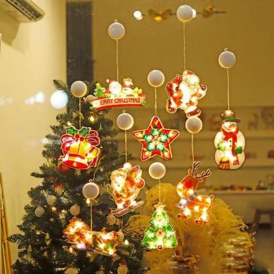 China Eco-friendly Santa Claus Lights Christmas Tree Ornaments Christmas Light Decoration Supplies Holiday Window Pendants for sale