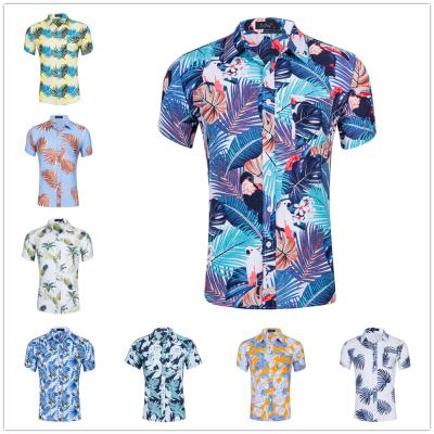 China Anti-pilling Mens Cotton Button Down Short Sleeve Hawaiian Shirt for sale