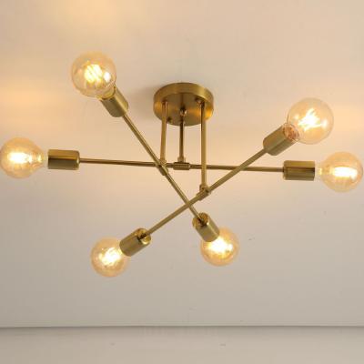 China 6 Light Modern Nordic Home Decoration Chandelier Semi Embedded Ceiling Lamp for sale