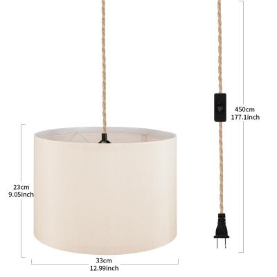 China 33cm new modern popular modern white canvas pendant light with 4.5m long cable for bedroom for sale