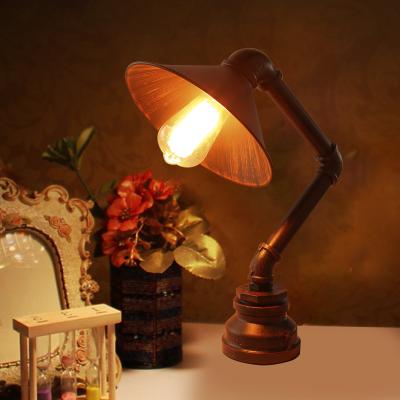 China Industrial Classic Retro Water Pipe Shape Bedside Lamp Industrial Black Table Lamp / American Country Style for sale