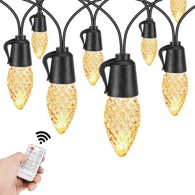 China Garden Outdoor String Waterproof Led Shatterproof Remote Patio Lights With 20 Dimmable Warm Yellow Led Bulbs for sale