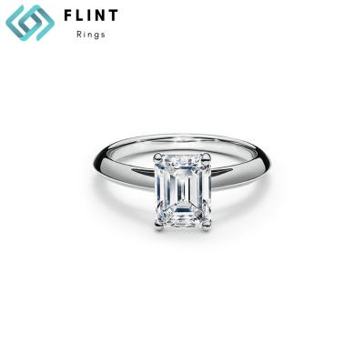 China FLINT Hot Sale 925 CLASSIC 10K 18K Engagement Rings 1.0ct Lab Silver White Lab Created Diamond Rings Jewelry For Wedding for sale