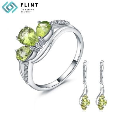 China Accept FLINT Fashion Customized Material 18K Gold Plated 925 Sterling Silver White Gold Natural Gemstone Jewelry For Women for sale