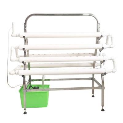 China Easy to Install and Easy to Raise Stainless Steel PVC Pipe NFT Indoor Garden Hydroponics Plastic with Wheel Hydroponics System to Grow for sale