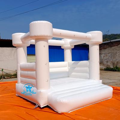 China PVC Inflatable Moonwalk Bouncer Jumping Castle Bouncy White Wedding Jumper Bounce House With Slide For Toddler for sale