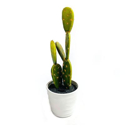 China High simulation green plant artificial PU cactus with flower pot for sale