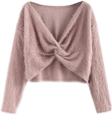 China Anti-Shrink Women's V-Neck Fall And Winter Knitted Sweater Long Sleeves for sale