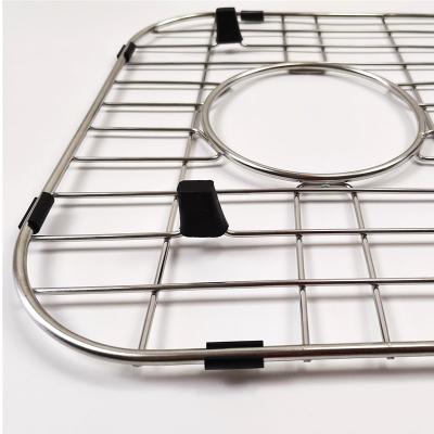 China Without Faucet Kitchen Sink Protector Kitchen Sink Grid Drainer Stretch Stainless Steel Bottom Sink Grid for sale